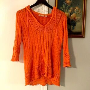DKNY Jeans: Tangerine Hooded Sweater